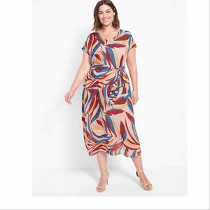 NWT Lane Bryant Cap-Sleeve Chiffon Midi Dress